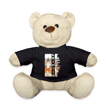 Leipzig Deutschland Stadt Skyline Heimat Liebe - Teddy - Schwarz - Vorne