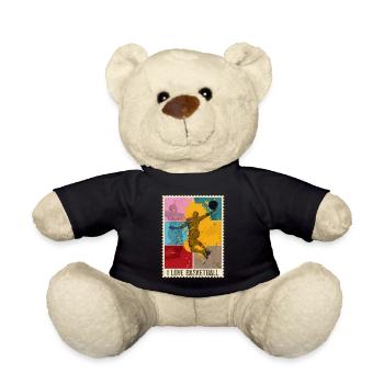 Basketball Basketballer Sport Briefmarke Bunt - Teddy - Schwarz - Vorne