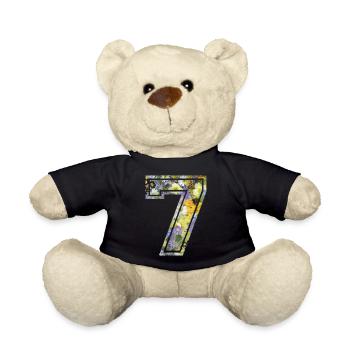 Numero 7 fleur, Équipe Foot, basket université - Nounours - noir - Devant