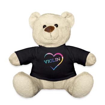 Violin Violinist Heart Watercolor - Teddy - Schwarz - Vorne