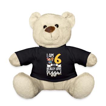 Ich bin 6 - Jungen Pizza - Teddy - Schwarz - Vorne