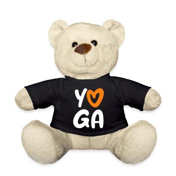 Yoga Heart Handwriting Comic Vector Meditation Fan - Teddy Bear - black - Front