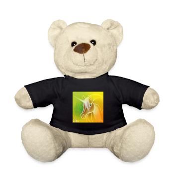 Gentle golden unicorn - Sonja Ariel von Staden - Teddy Bear - black - Front