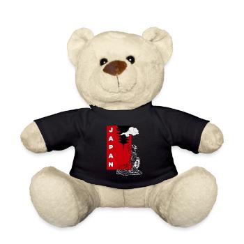 Japan Japanese Temple Yoga Manga Meditation - Teddy Bear - black - Front