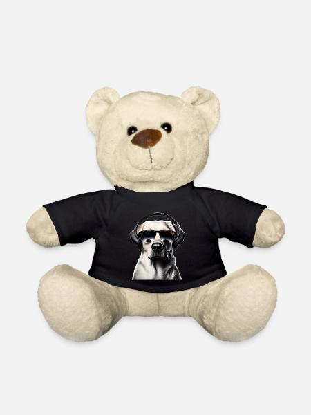 Labrador with headphones and sunglasses - Teddy Bear - black