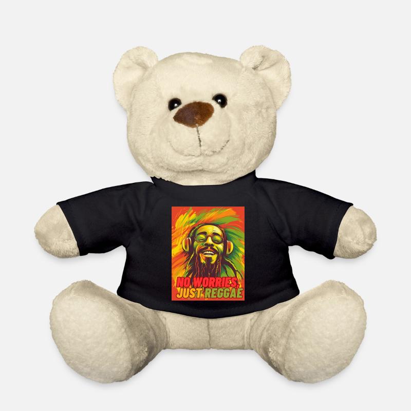 No Worries, Just Reggae! Fun T Shirt - Teddy Bear - black