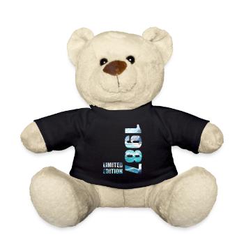 1987 Limited Edition T-Shirt Geburtstags Idee - Teddy - Schwarz - Vorne
