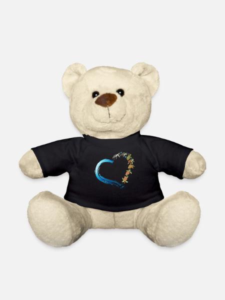 Sea Turtle Tortoise Heart - Teddy - Schwarz