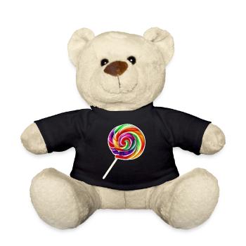 Beautiful rainbow spiral lollipop - Teddy Bear - black - Front