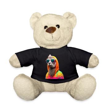 Llama with Sunglasses Colorful Cool Alpaca Llama - Teddy Bear - black - Front