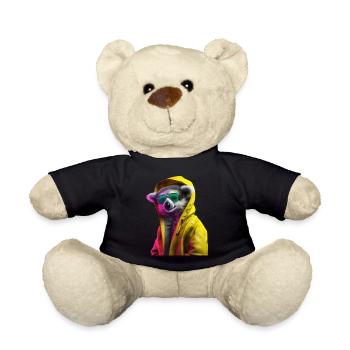 Lemur with Sunglasses Colorful Cool Ring-tailed lemur forest animal - Teddy Bear - black - Front
