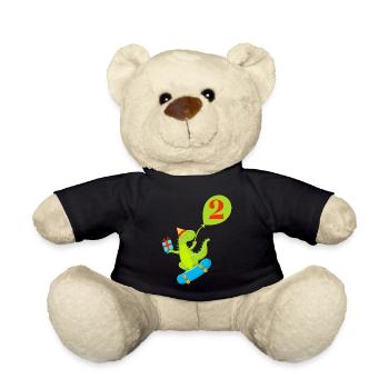 2. Geburtstag Niedlicher Dinosaurier - Teddy - Schwarz - Vorne