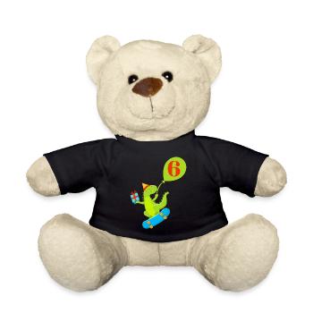 6. Geburtstag Niedlicher Dinosaurier - Teddy - Schwarz - Vorne