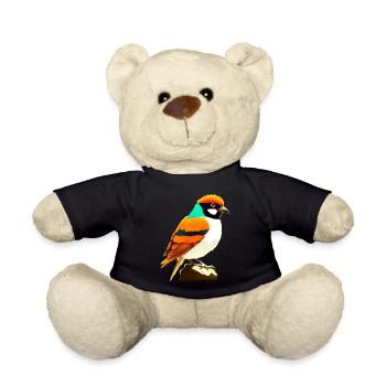 Colorful Bird - Teddy Bear - black - Front