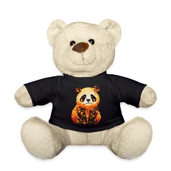 Süßer Panda im Herbstlaub - Teddy - Schwarz - Vorne