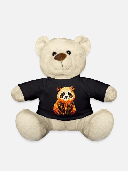 Panda mignon dans les feuilles d’automne - Nounours - noir