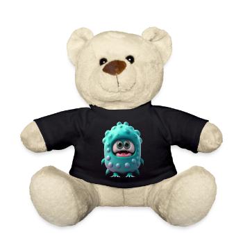 Happy Halloween cute sea monster tongue out scary - Teddy Bear - black - Front