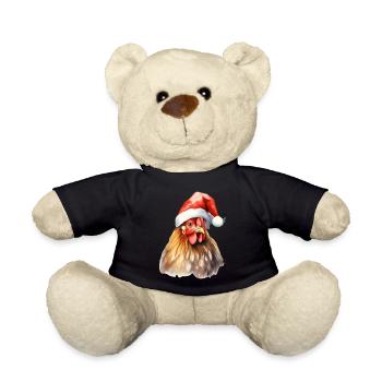 Poule avec bonnet de Noel poulet coq t shirt mug - Nounours - noir - Devant