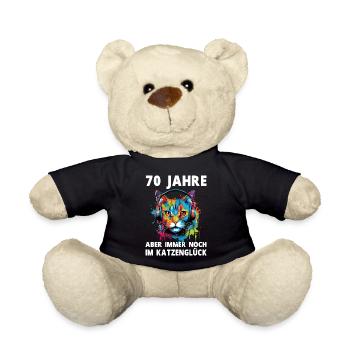 Katze 70 Geburtstag Kater Katzen Spruch - Teddy - Schwarz - Vorne
