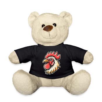 Comic Rooster Head Photorealistic - Teddy Bear - black - Front