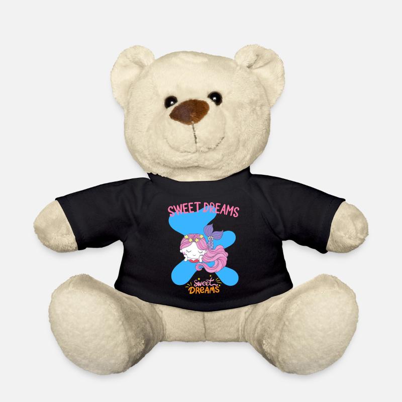 Whimsical Mermaid Sleeping Dreamer Design - Teddy Bear - black