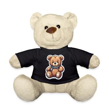 Ours en peluche câlin avec écharpe - Nounours - noir - Devant