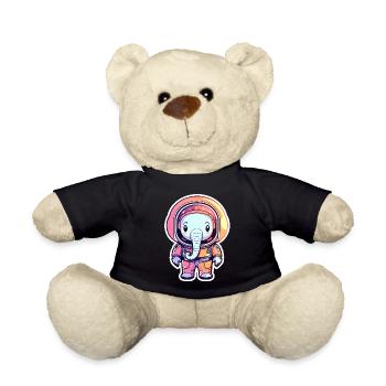 Elephant Astronaut Illustration - Teddy Bear - black - Front