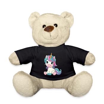 Einhorn Süß Niedlich Baby Kinder Einhörner Cartoon - Teddy - Schwarz - Vorne