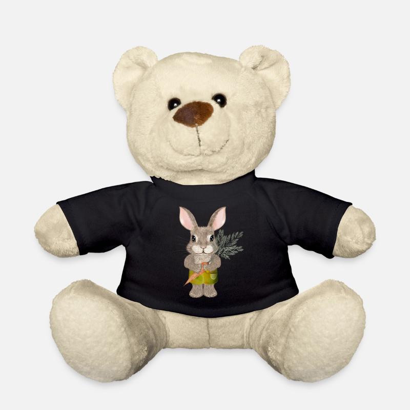 putziges Kaninchen mit Karotte und Shorts - Teddy - Schwarz