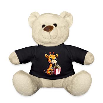 Süße Giraffe mit Popcorn Kino Karneval Comic - Teddy - Schwarz - Vorne