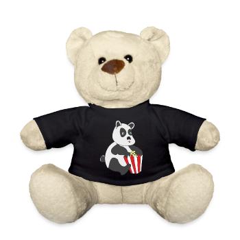 Panda mit Popcorn - Teddy - Schwarz - Vorne