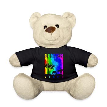 Summer Illustration Summer Floral Art Flower Sea - Teddy Bear - black - Front
