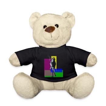 Urban Chic: Banksy-inspiriertes Mädchen - Teddy - Schwarz - Vorne