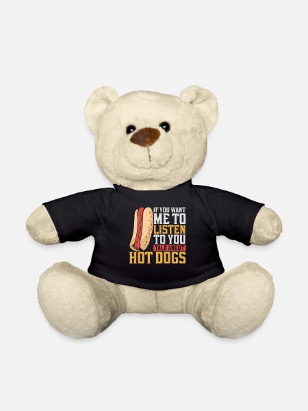 Hot Dog Adult If You Want Me To - Teddy Bear - black
