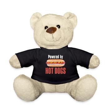 Hot Dog Adult Powered By Hot Dogs - Teddy Bear - black - Front