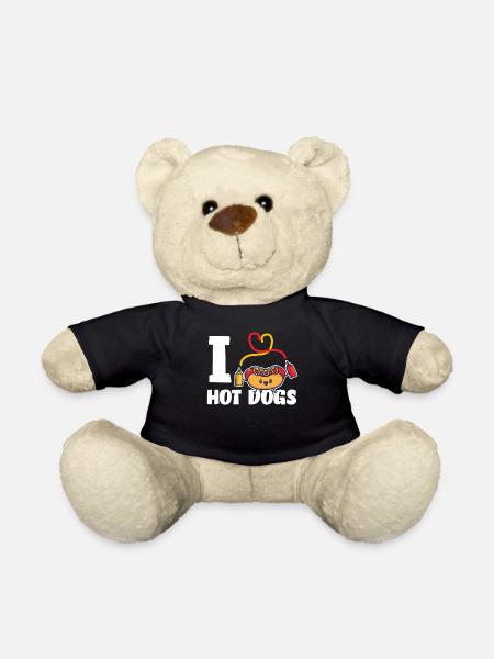 Hot Dog Adult Heart I Love Hot - Teddy - Schwarz
