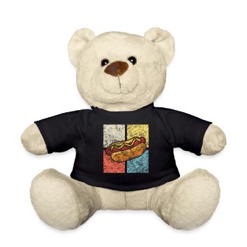 Hot Dog Adult Vintage Retro - Teddy Bear - black - Front