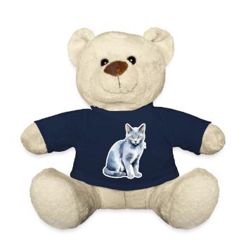 Chat bleu russe Aquarelle - Nounours - bleu marine - Devant