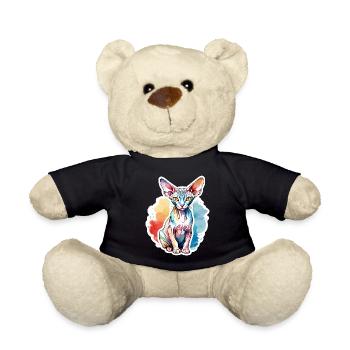 Sphynx Katze Wasserfarben - Teddy - Schwarz - Vorne