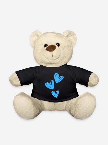 Hearts Blue Icon - Teddy Bear - black