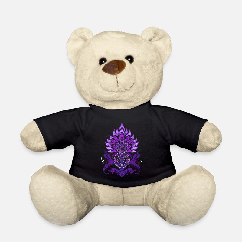 Distel Mandala mit Pentagramm und Sternen - Teddy - Schwarz