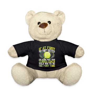 Funny Tennis Player Racket Coach - Teddy - Schwarz - Vorne