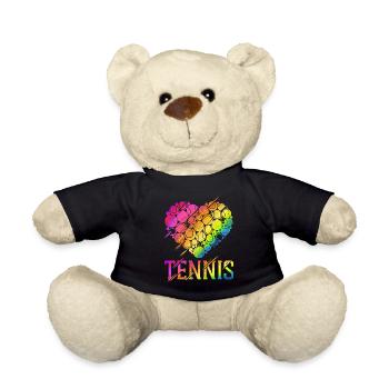 Funny Tennis Player Racket Heart - Teddy - Schwarz - Vorne