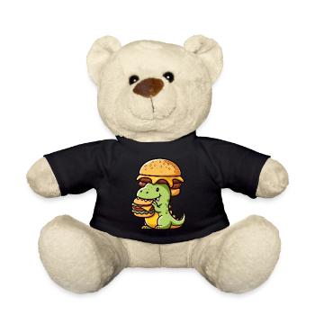 Bizarre Dino T-Rex Hamburger Fast Food - Teddy Bear - black - Front