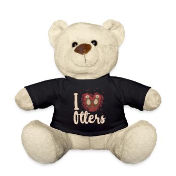 Otter Heart I Love Otters - Teddy Bear - black - Front