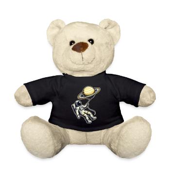 Schwebend mit Saturn – Astronaut Ballon Design - Teddy - Schwarz - Vorne