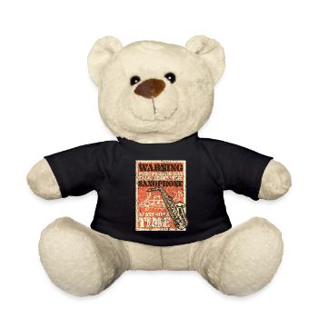 Saxophone Warning This Person May - Teddy Bear - black - Front