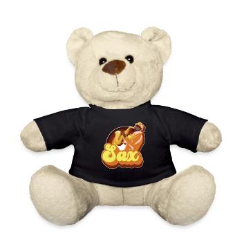 Saxophone Retro Vintage 70s Sax - Teddy Bear - black - Front