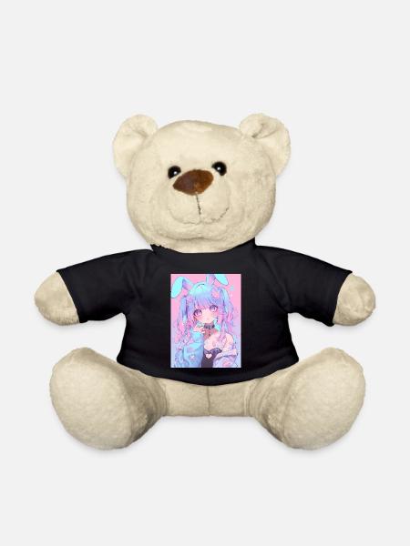 Bunny Bunny Girl Anime Manga Pastel Goth Gift - Teddy Bear - black