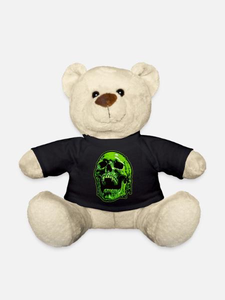Green Vampire Skull - Teddy Bear - black